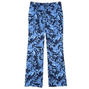 Lafayette 148 New York Blue Abstract Print Cotton Blend Pants Women's Size 10